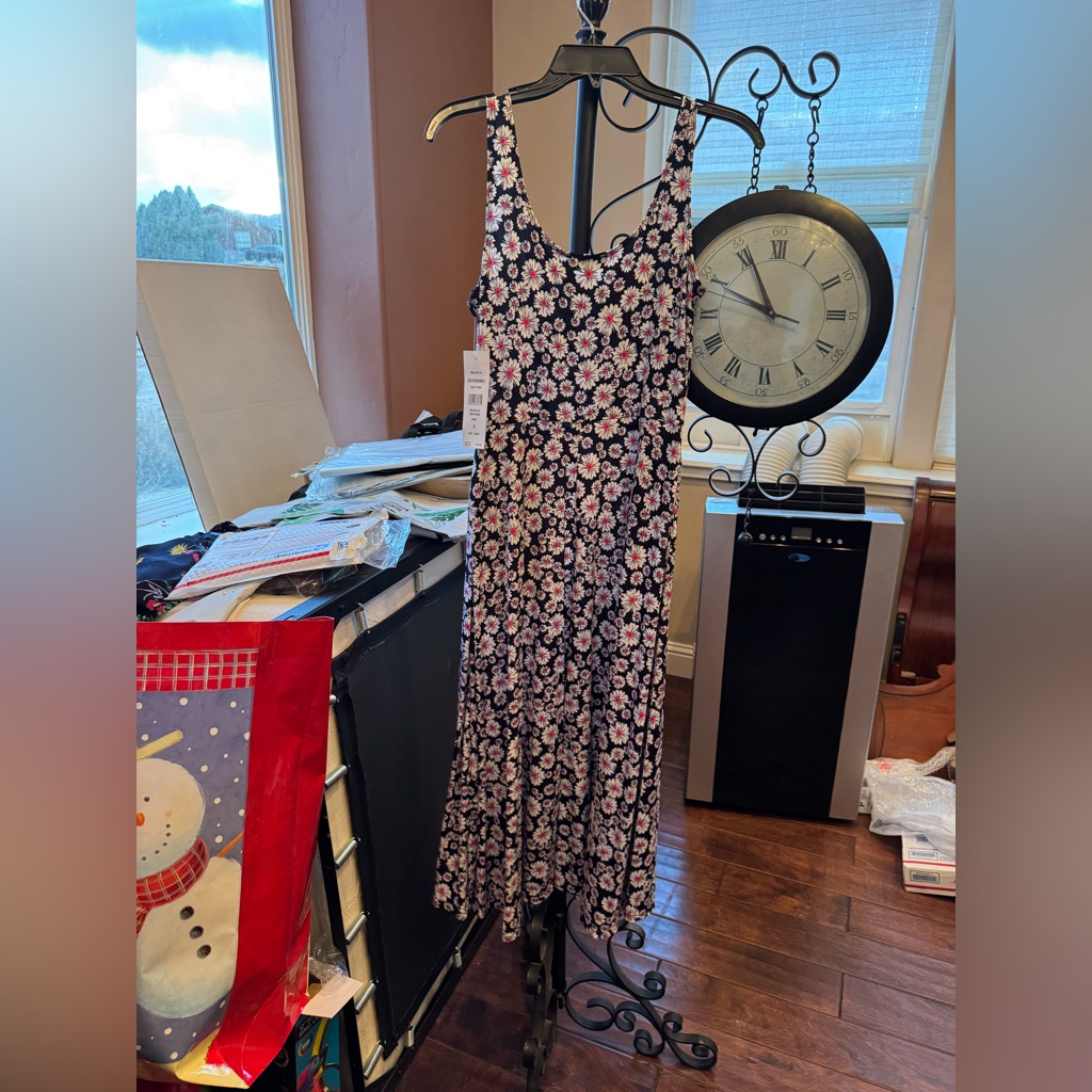 Msk Womens Sleeveless Floral Midi Fit + Flare Dress Nwt Size Small
